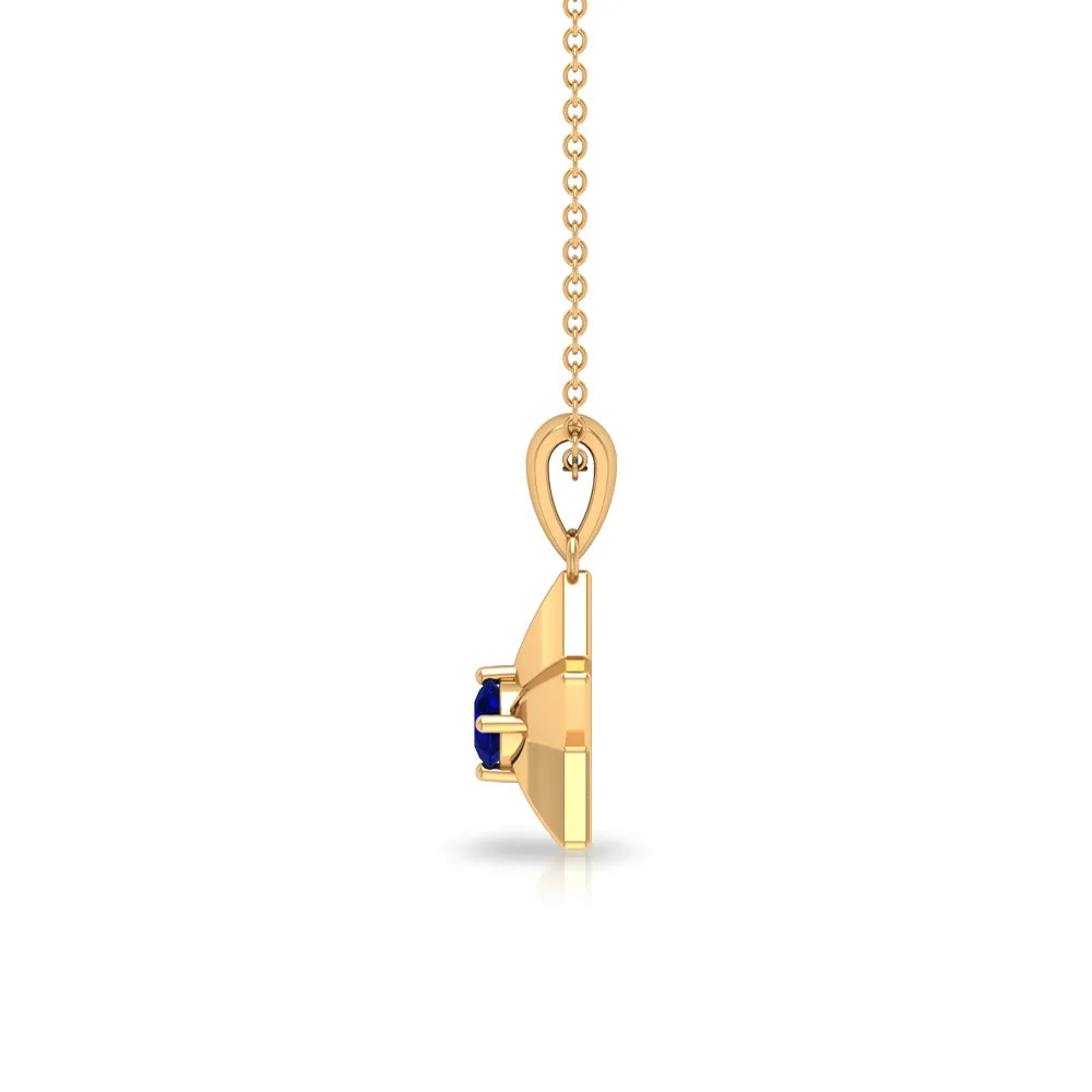 0.25 CT Blue Sapphire and Gold Star Pendant for Woman