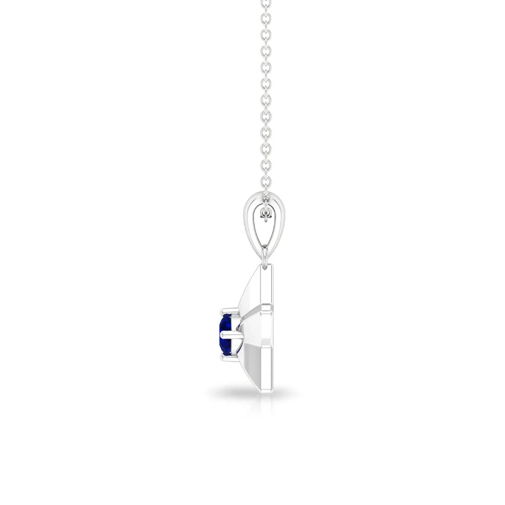 0.25 CT Blue Sapphire and Gold Star Pendant for Woman