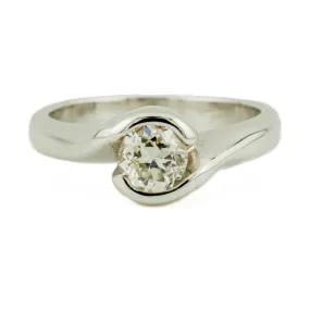 0.55ct European Cut Diamond Solitaire Engagement Ring in 14K White Gold