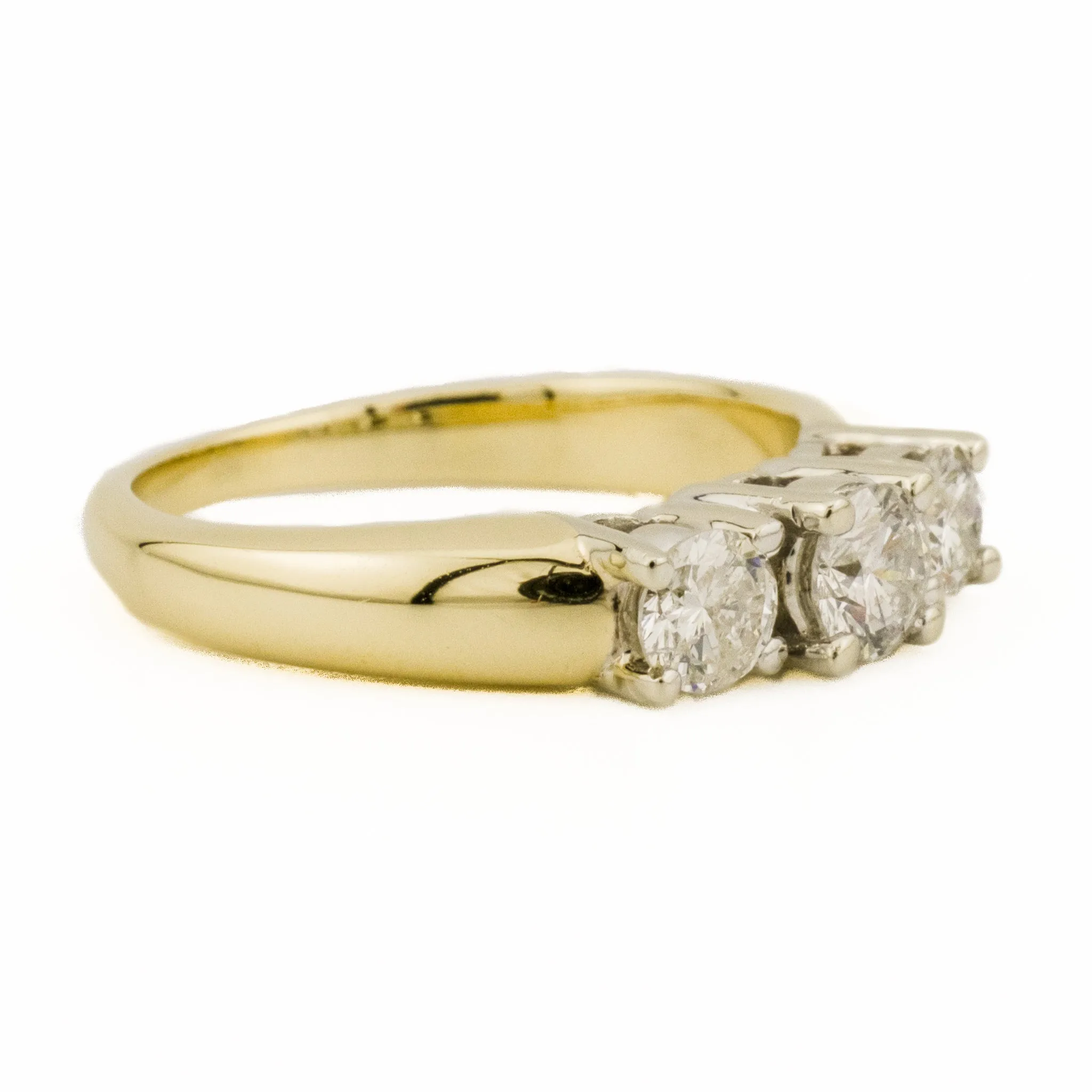 0.70ctw Round Three Stone Diamond Engagement Ring in 14K Two-Tone Gold - Size 5.75