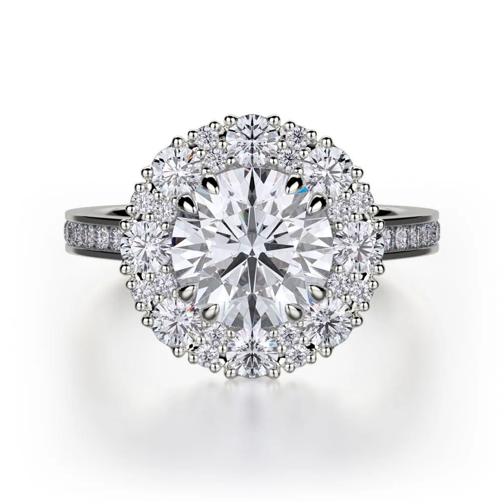 0.92ctw Diamond Halo Engagement Ring