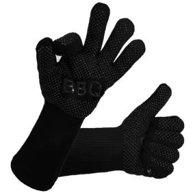 1 Pair High Temperature Resistant Silicone BBQ Gloves  Anti-Scalding Gloves(BBQ Black)