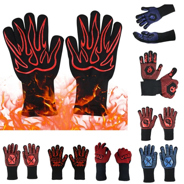 1 Pair High Temperature Resistant Silicone BBQ Gloves  Anti-Scalding Gloves(BBQ Black)