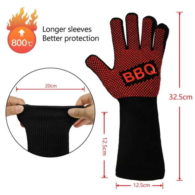 1 Pair High Temperature Resistant Silicone BBQ Gloves  Anti-Scalding Gloves(BBQ Black)