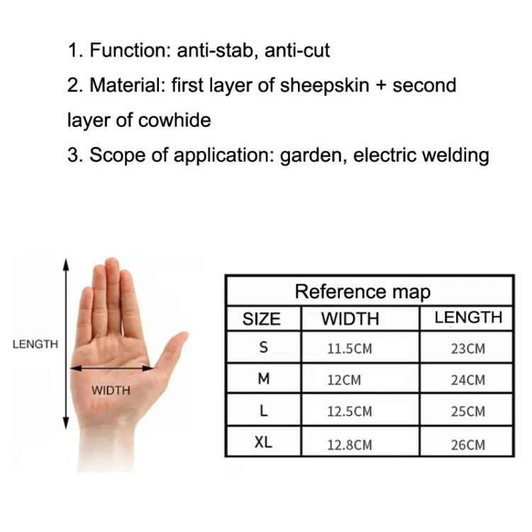 1 Pair JJ-5002 Outdoor Riding Gardening Genuine Leather Safety Gloves, Size: S