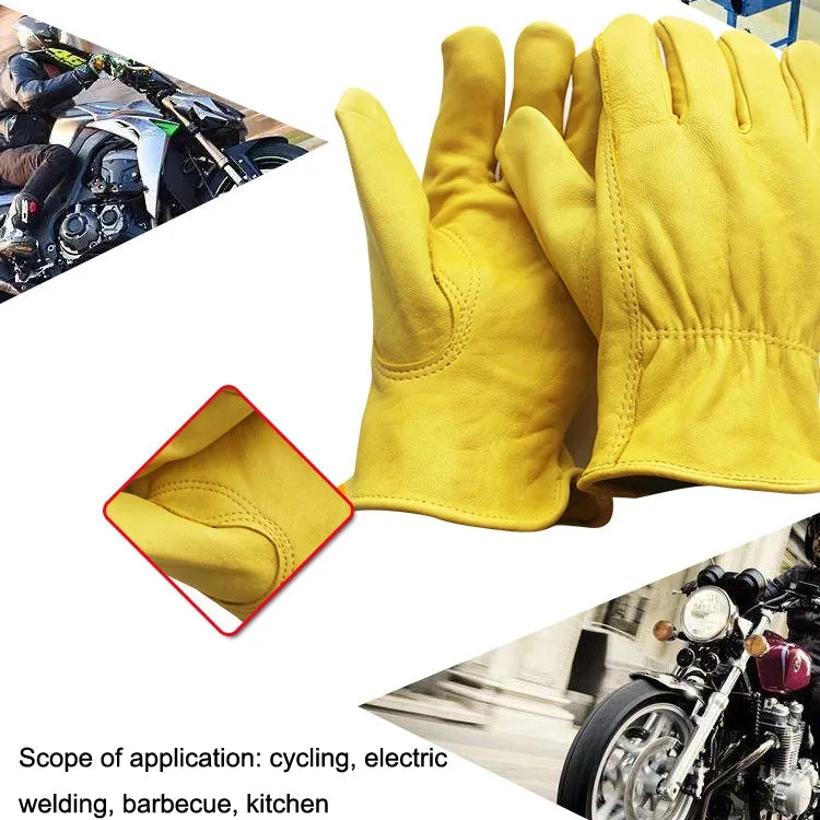 1 Pair JJ-5002 Outdoor Riding Gardening Genuine Leather Safety Gloves, Size: S