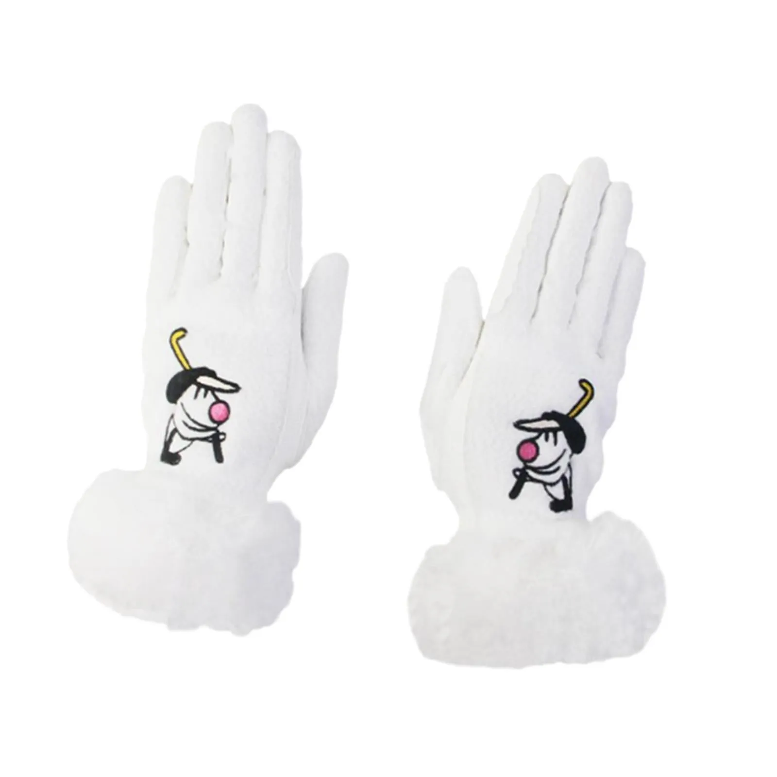 1 Pair of Golf Gloves Winter Training Gloves Mitts for Fishing Biking Hiking White 18