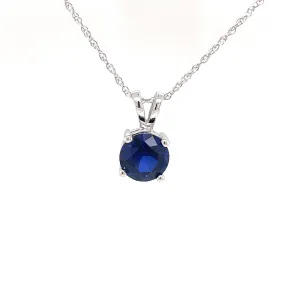 10K White Gold Lab Grown Sapphire Pendant