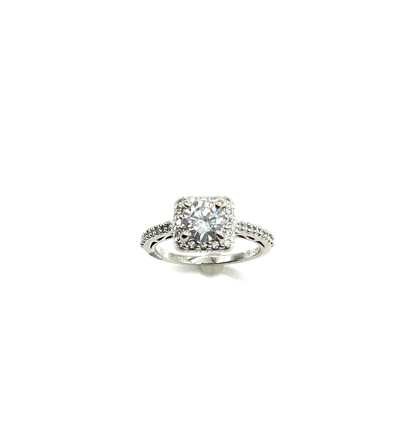 1.10ctw Diamond Square Halo Ring