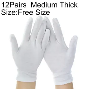 12 Pairs Pure Cotton Working Gloves, Medium Thick Size：Free Size