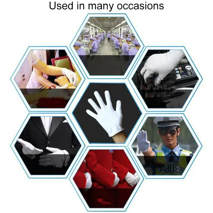 12 Pairs Pure Cotton Working Gloves, Medium Thick Size：Free Size