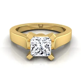 1/2ctw Princess Cut Diamond Solitaire Engagement Ring With Cathedral Setting And Squared Edge Shank In 14k Yellow Gold