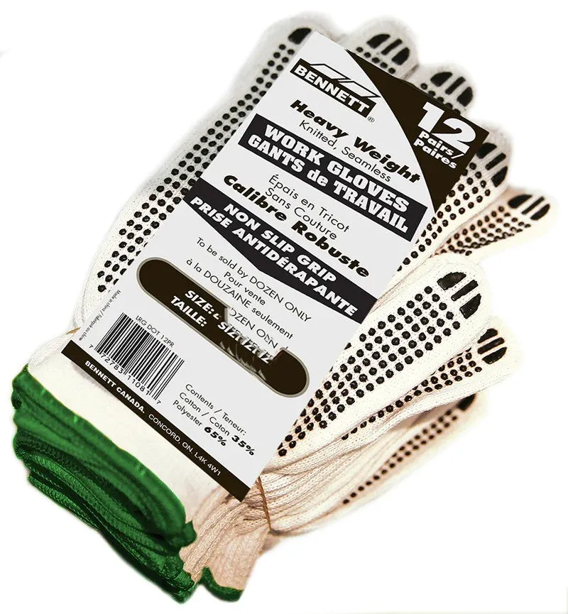 12PK DOTTED COTTON GLOVE MEDIUM