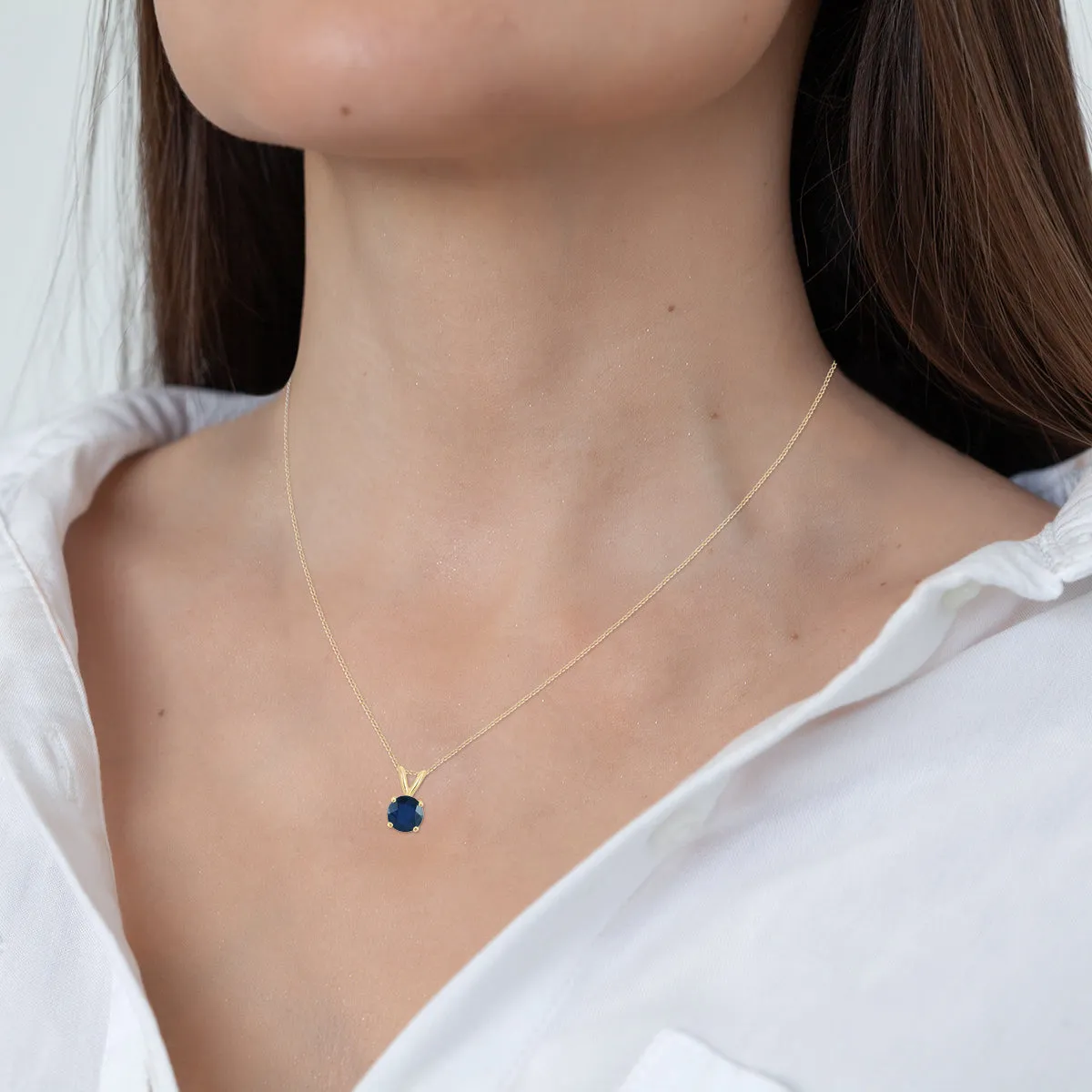 14K  4Mm Round Sapphire Pendant