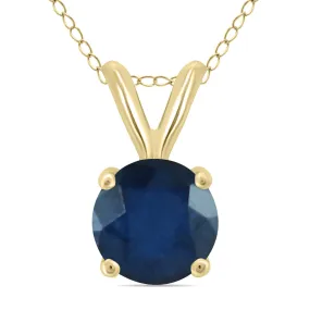 14K  4Mm Round Sapphire Pendant