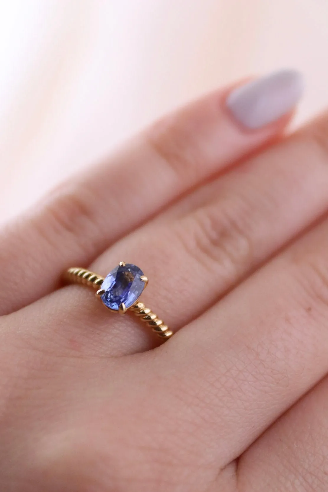 14K Gentle Blue Sapphire Ring - Made To Order