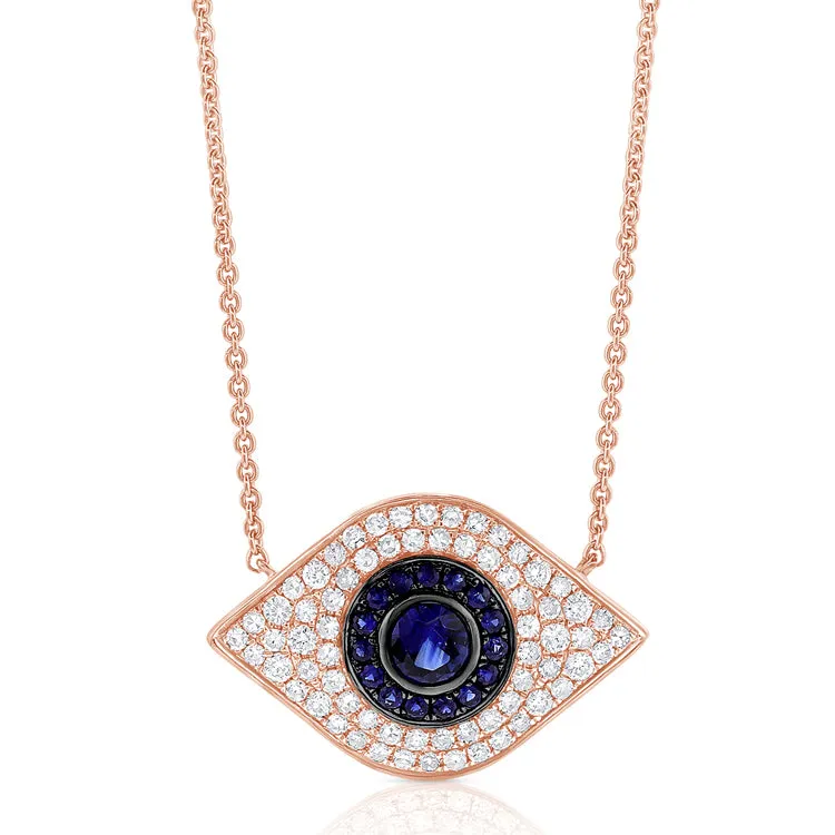 14k Gold & Diamond Evil Eye Necklace - 0.46ct