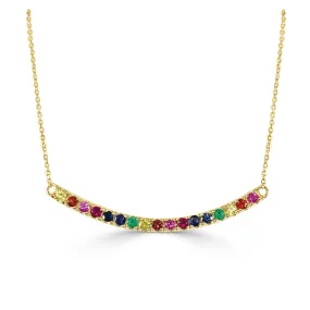 14k Gold & Rainbow Sapphire Necklace - 0.68ct