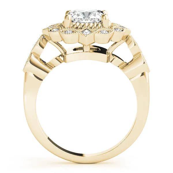 14K Halo Vintage Engagement Ring / Vintage Style