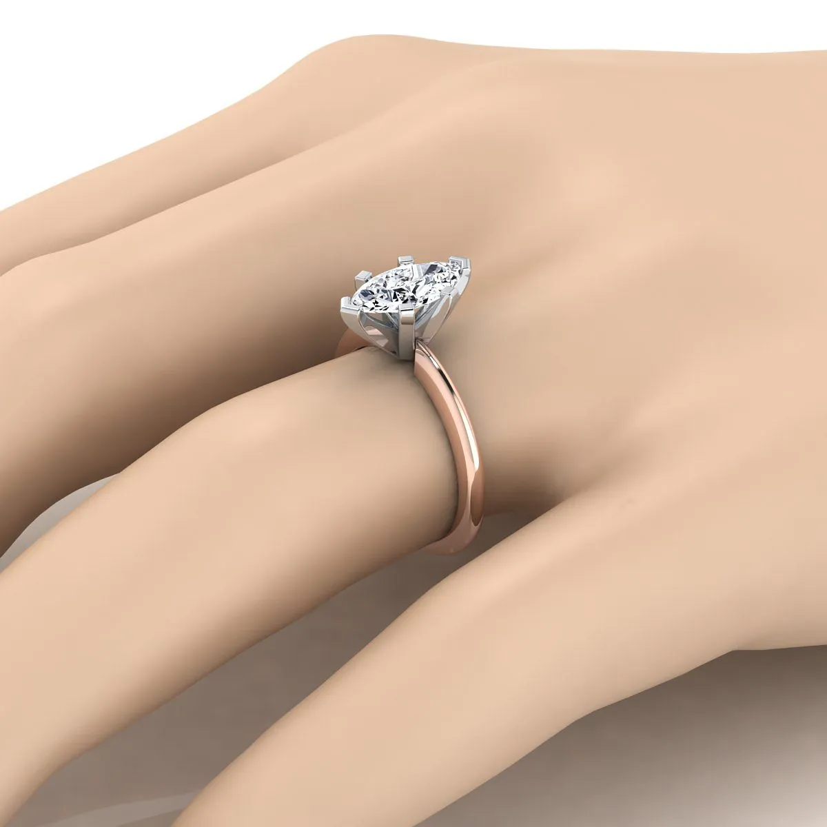 14K Rose Gold Marquise   Classic Low Base Solitaire Engagement Ring