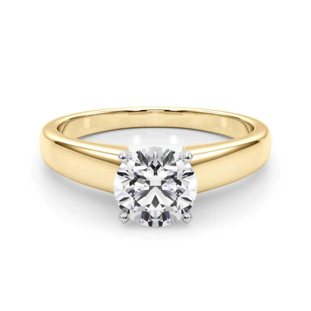 14K Solitaire Wide Band Engagement Ring