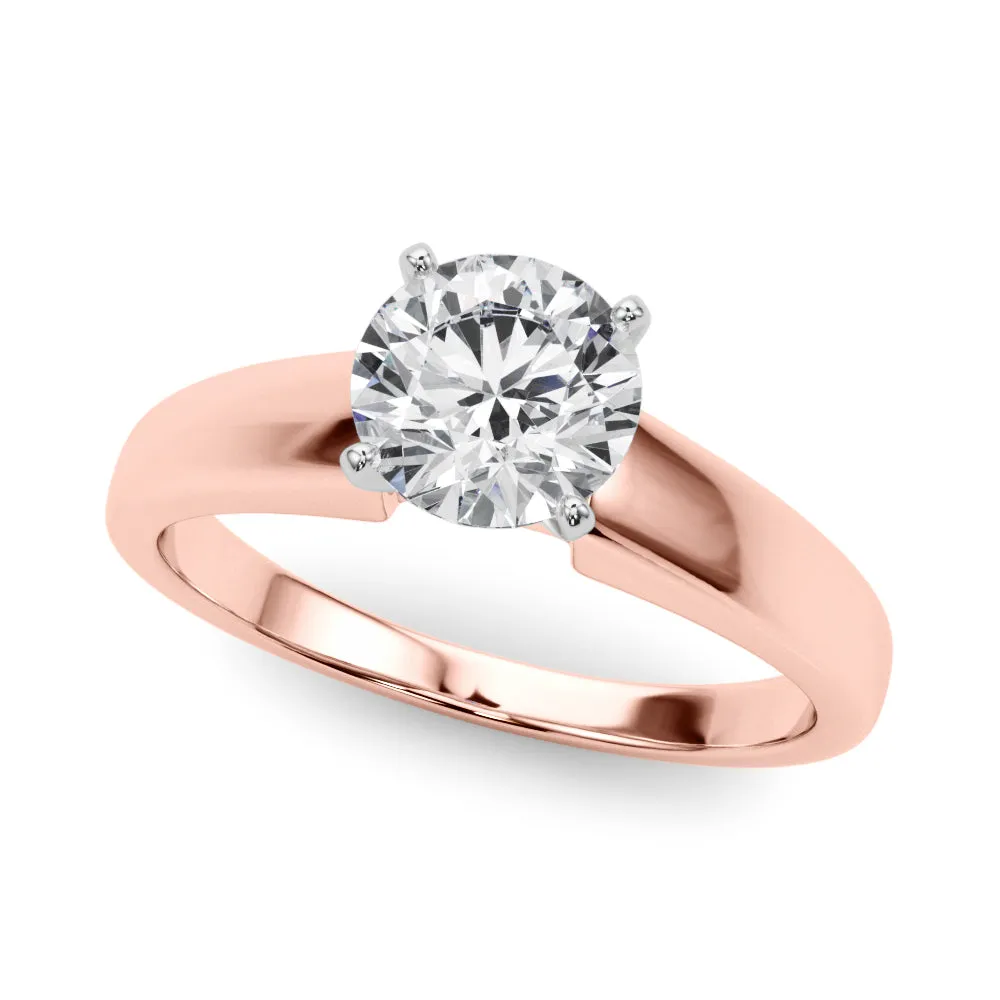 14K Solitaire Wide Band Engagement Ring