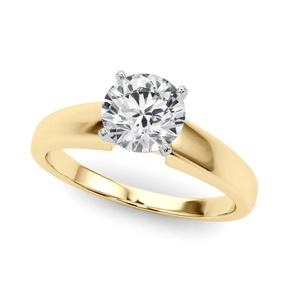 14K Solitaire Wide Band Engagement Ring