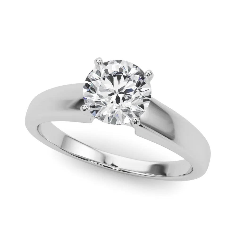 14K Solitaire Wide Band Engagement Ring