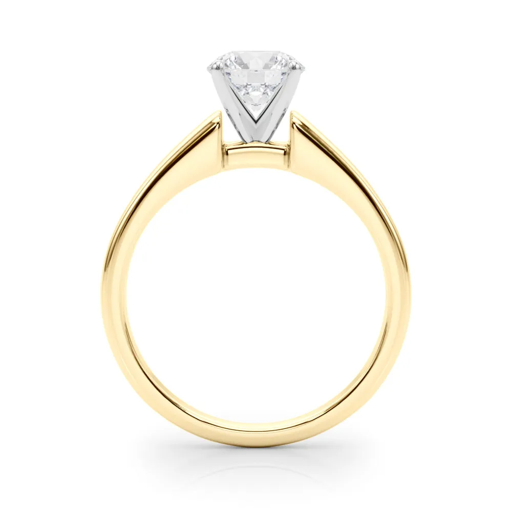 14K Solitaire Wide Band Engagement Ring