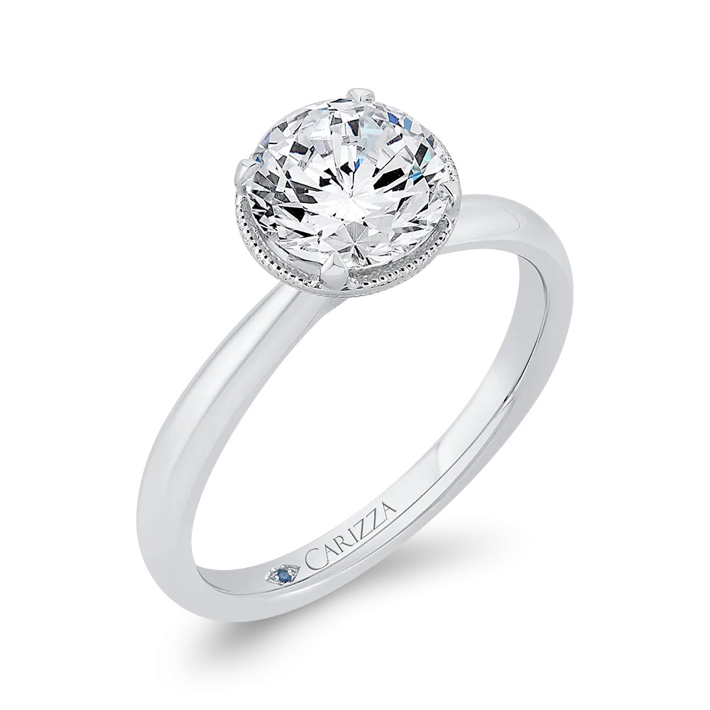 14K White Gold Diamond Engagement Ring (Semi-Mount)