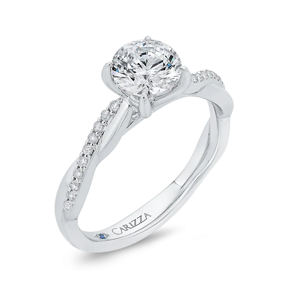 14K White Gold Diamond Engagement Ring (Semi-Mount)