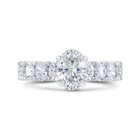 14K White Gold Oval Diamond Engagement Ring (Semi Mount)