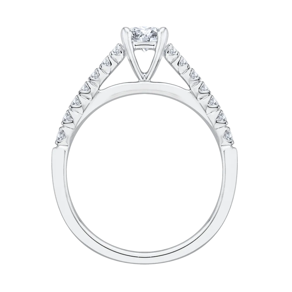 14K White Gold Princess Diamond Cathedral Style Engagement Ring