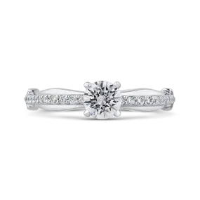 14K White Gold Round Cut Diamond Engagement Ring