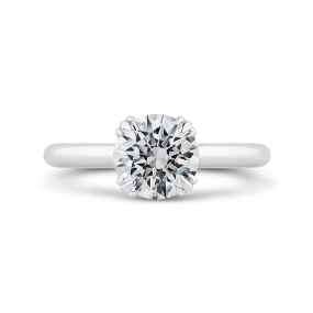 14K White Gold Round Diamond Engagement Ring (Semi Mount)