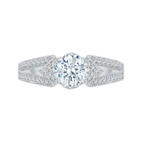 14K White Gold Round Diamond Engagement Ring with Split Shank (Semi Mount)