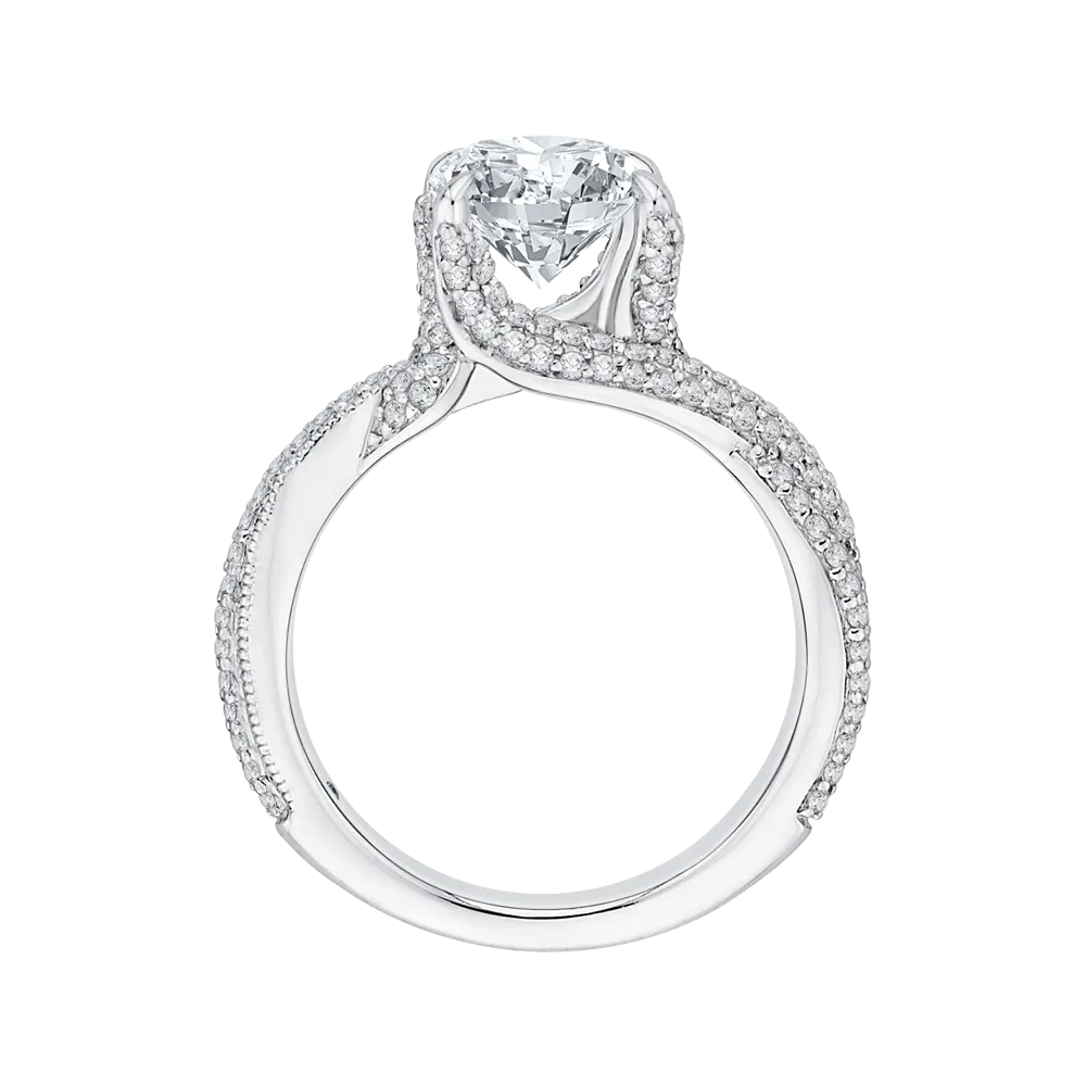 14K White Gold Round Diamond Engagement Ring with Split Shank (Semi Mount)