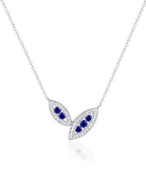 14K White Gold Sapphire and Diamond Necklace