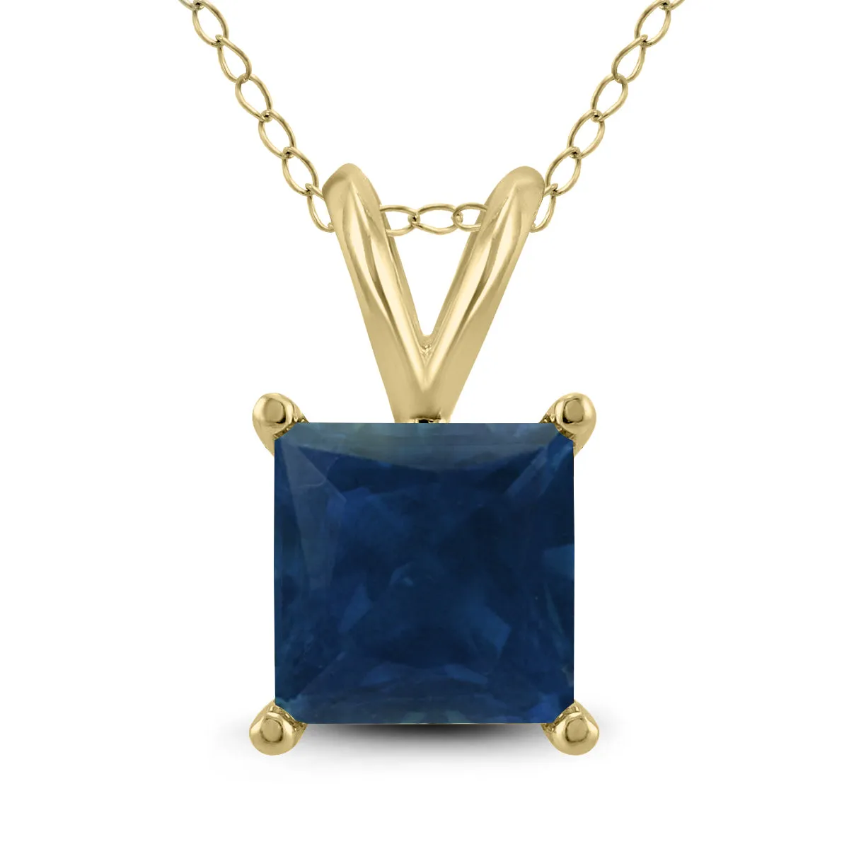 14K Yellow Gold 5Mm Square Sapphire Pendant