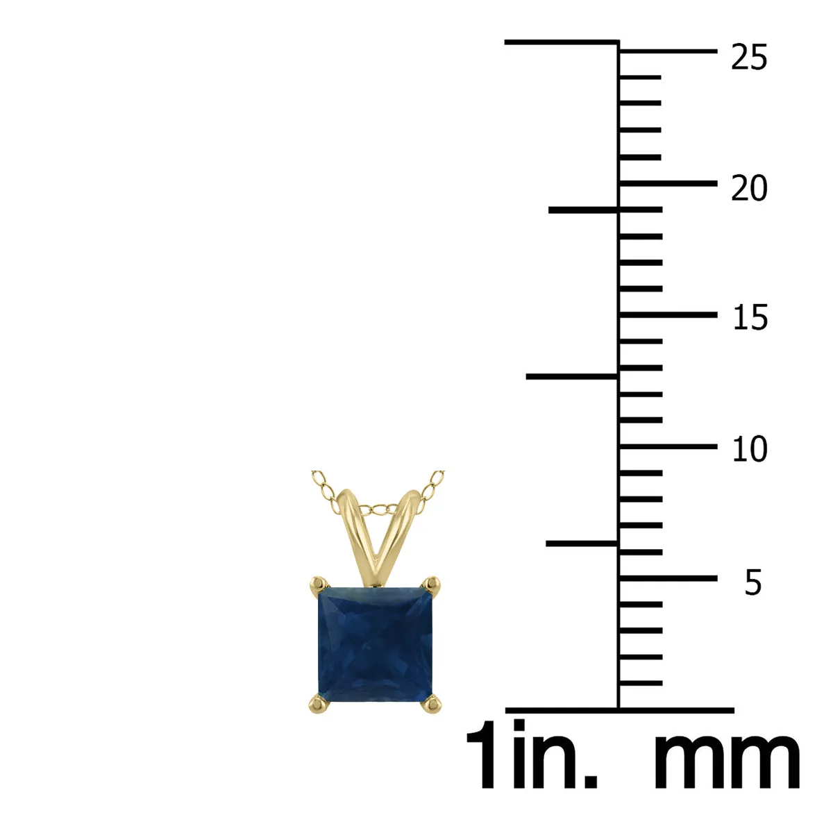 14K Yellow Gold 5Mm Square Sapphire Pendant