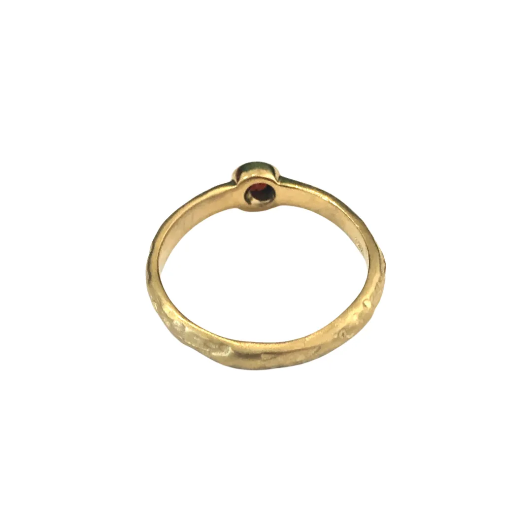 14K Yellow Gold Bezel-set Garnet Textured Ring