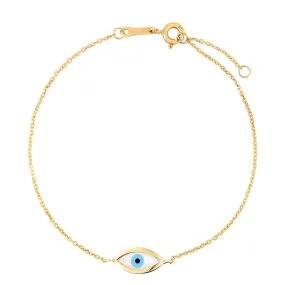 14k Yellow Gold MOP Evil Eye Bracelet