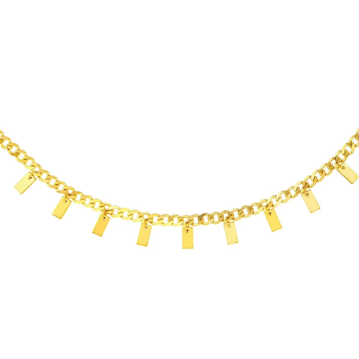 14K Yellow Gold Polished Tags Open Curb Chain Choker