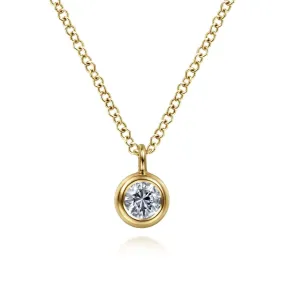 14K Yellow Gold Round White Sapphire Pendant Necklace - NK6472Y4JWS