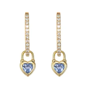 14KY Beating Heart Blue Sapphire Charms