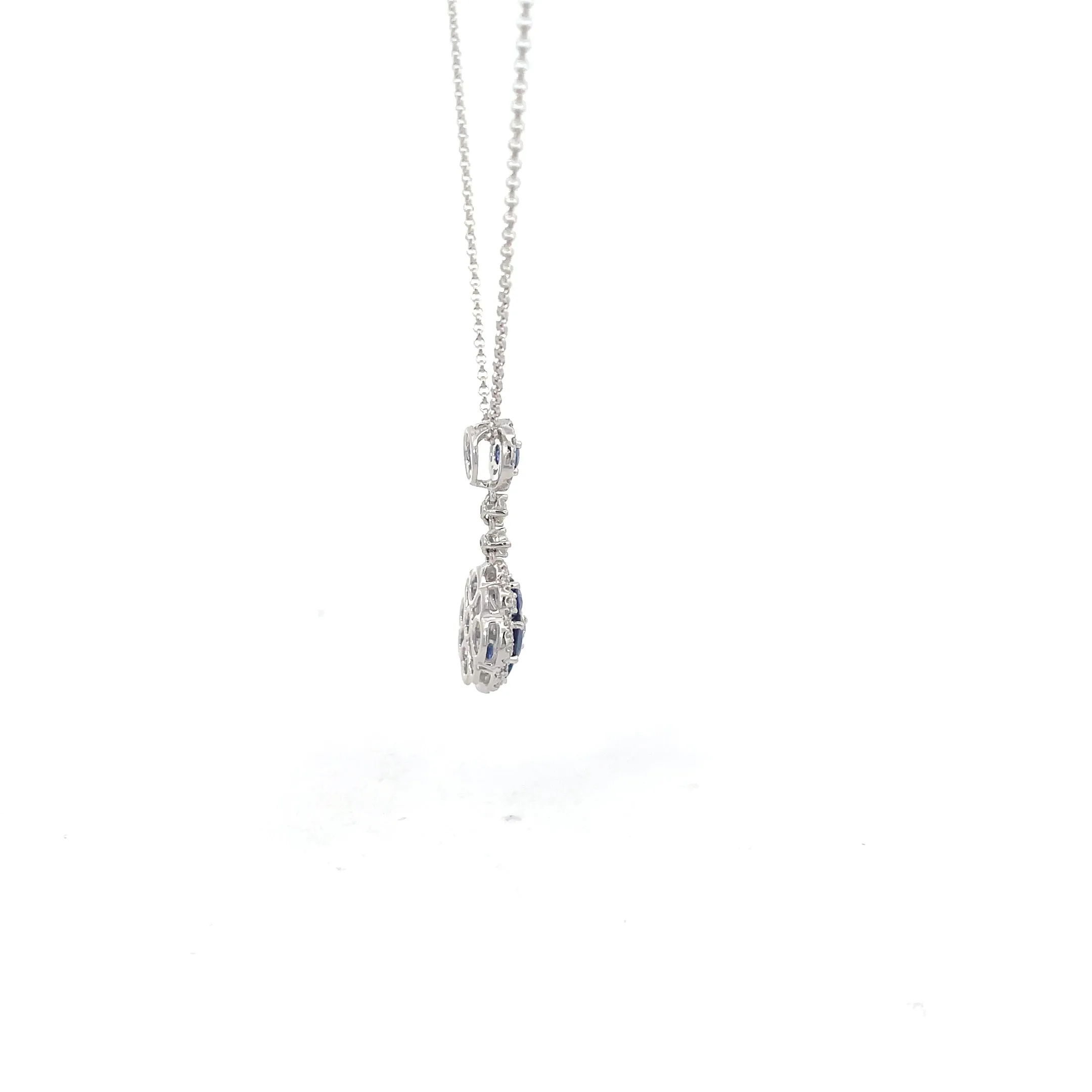 18 Karat White Gold Sapphire Diamond Necklace