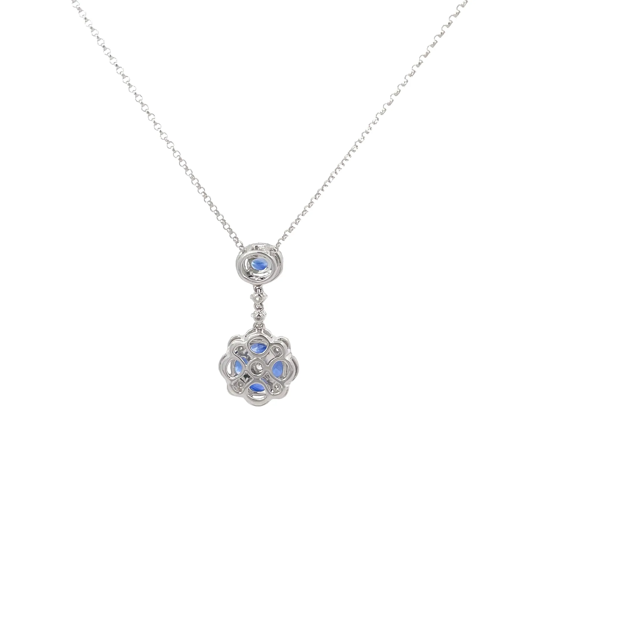 18 Karat White Gold Sapphire Diamond Necklace