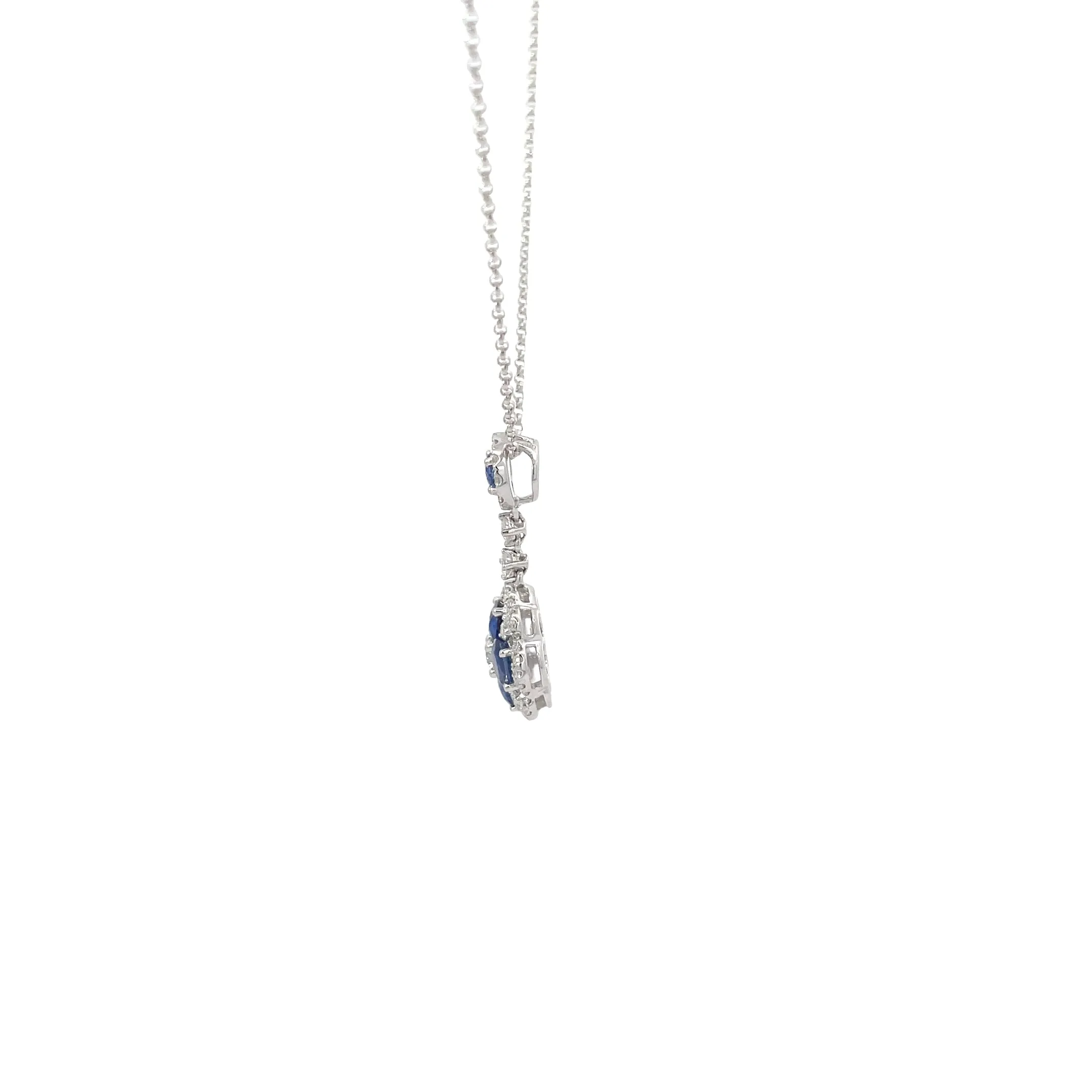 18 Karat White Gold Sapphire Diamond Necklace