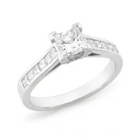 18CT White Gold Princess Diamond Set Shoulder Stone Engagement Ring