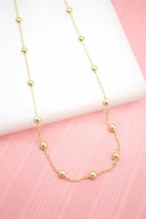 18K Gold Filled 4mm Gold Bead Rolo Chain Choker (G176)